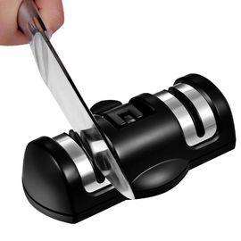 Universal Black Manual Professional Knife Sharpener Stainless Steel With Suction Pad