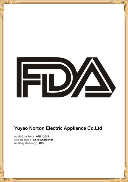 中国 Yuyao Norton Electric Appliance Co., Ltd. 認証